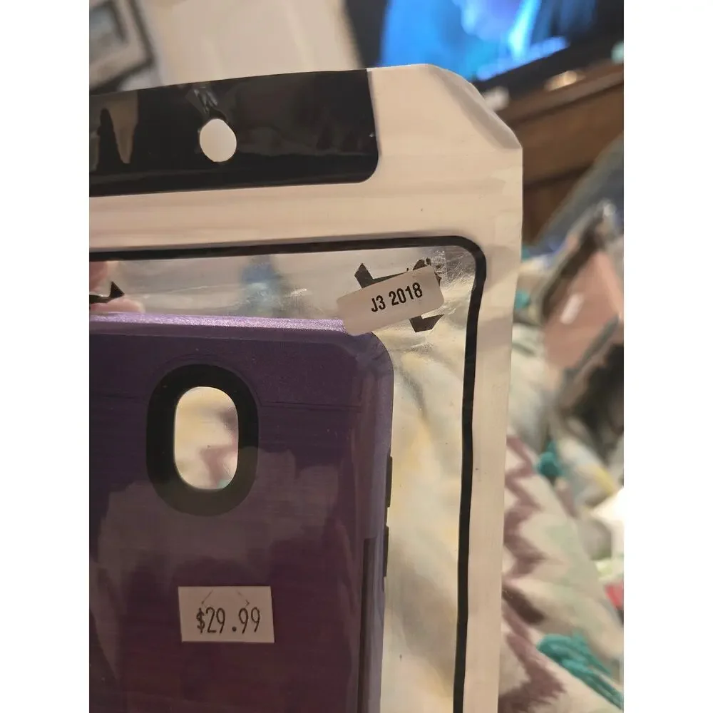 Purple Brushed Metal Kickstand Case for Samsung Galaxy J3 (2018)